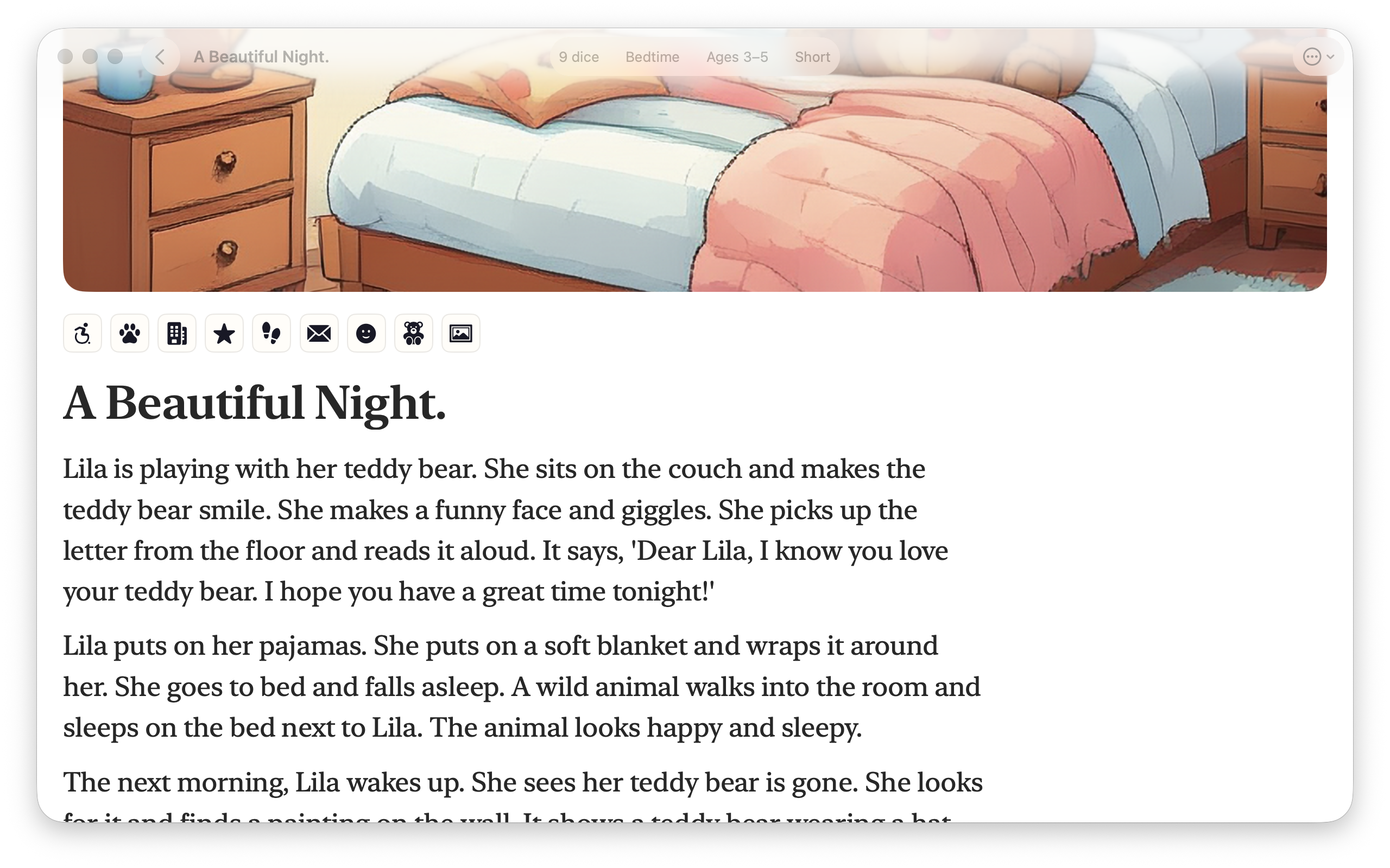 A story on Mac, with its picture and dice